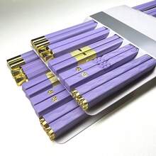 Jokipvy 5 đôi đũa ăn sushi màu tím mới, đũa nhựa tái sử dụng, bộ dao nĩa kiểu Trung Quốc, thích hợp cho trường học, nhà bếp, nhà hàng, tiệc tùng. - Xem 5