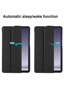 轻薄防震智能睡眠/唤醒三折平板电脑保护套,兼容三星 Galaxy Tab A11plus、Galaxy Tab A11/A9/S10lite/S10FE、荣耀平板 X8b/X8A/X9/X9A、Matepad、Idea Tab 11/Tab M11 - 黑色 - 查看 9