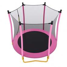 MERAX [Without Basketball Hoop] 5.5 FT Kids Trampoline With Safety Net, Indoor Outdoor Toddler Trampoline With Enclosure, U-Shaped Stable Legs, Foam Padded Poles, Mini Trampoline For Kids, Pink - 粉色 - 查看 10