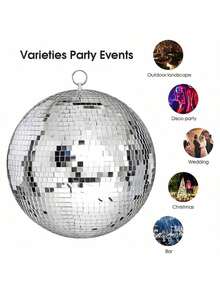 1pc/6pcs Silver Disco Ball, Hanging Party Decoration, Suitable For Christmas, Birthday Party, Halloween Decoration And Other Large Party Hanging Decor. Ideal For Adding Vintage Charm To Parties, Disco Theme Decor Or Home Decor. Also Perfect For Hanging In Dance Studios, Clubs, 2026 Graduation Prom Decor, Outdoor Garden Decor, Room Decor - Silver - View 8