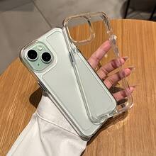 1pc Transparent Metal Button Space Case Phone Case, Personalized Fit For IPhone 16 Pro Max, 17/16/15/14 Plus/13/12/11, Protective Case - Clear - View 2