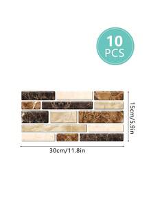 10 Miếng Gạch Dán Tự Dẹp Hình Vân Đá Cẩm Thạch Vàng, Gạch Dán Tường Họa Tiết Gạch Sọc Cổ Điển, Kích Thước 4.72" X 9.68", Chống Dầu Mỡ, Gạch Gốm Tự Dán cho Phòng Tắm, Nhà Bếp, Hình Dạng Không Đồng Nhất. - Giấy dán tường vân đá cẩm thạch - Xem 11