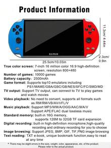 1 Stück Handheld Arcade Spielkonsole 7-Zoll HD Großer Bildschirm 10 Emulatoren 10000+ Klassische Retro Spiele Unterstützung Download Dual Joystick TV-Ausgang Funktion Multifunktionales tragbares Gaming Gerät mit Video/Musik/E-Book/Aufnahme/Bildbetrachtung/Spielearchiv - Übersicht 3