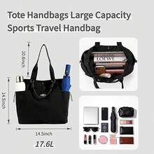 Sac cabas femme, 17,6 L, unisexe, léger en nylon | Fonctionnalité et confort. - Jaune citron - Voir 5