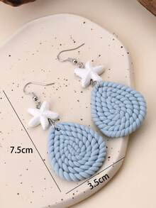 1 Đôi bông tai hình sao biển kiểu muối biển, làm từ nhựa mềm, kiểu dáng ngọt ngào và mát mẻ, phù hợp cho trường học, bãi biển, dã ngoại mùa hè, chụp ảnh tự sướng với bạn bè, lễ hội âm nhạc, tiệc sinh nhật, và trang phục ngọt ngào/tươi mới/nghỉ dưỡng. - Màu xanh nhạt - Xem 5