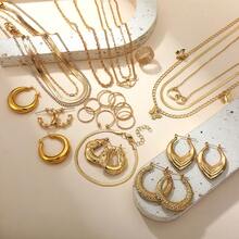 28件套复古时尚优雅项链、耳环、戒指、手链首饰套装，适合女性和女孩，日常佩戴、节日庆典皆宜，是情人节、母亲节、万圣节、新年等节日的理想礼物（不含包装盒） - 套裝 - 查看 5
