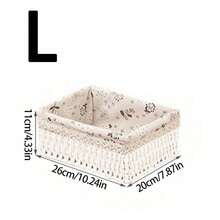 Set de 3 piezas (S+M+L), 1 pieza Cesta de almacenamiento de escritorio tejida al estilo bohemio con y sin tapa, adecuada para llaves, artículos pequeños, mesa de café, maquillaje, llaves, aperitivos, sala de estar, entrada, hogar, cesta de almacenamiento decorativa, regalo de decoración navideña, estantería de almacenamiento reutilizable para papelería, armario, juguetes, cosméticos, organizador de escritorio, cesta de regalo ideal - Modelo mariposa blanca - Ver 12