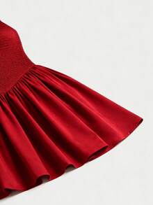 Đầm ngắn mùa hè màu đỏ dành cho nữ, dây mảnh, chất liệu co giãn, phong cách boho, thích hợp cho kỳ nghỉ đi biển. - Màu Đỏ Sâu - Xem 6