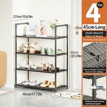 1PC, Multi-Tier Stackable Shoe Rack Organizer, Space Saving Freestanding Shoe Shelf With Dense Grid, Heavy Duty Shoe Storage Stand For Home, Apartment, Small Space - Black - View 11