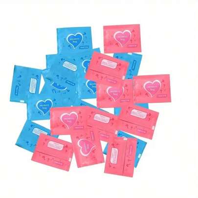 Set Of 100 Pink And Blue Heart-Shaped Surprise Bags, Perfect For Displaying Jewelry And Crafts, As Well As Beads And Jewelry-Making Supplies