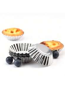 Bộ 5/10/20 khuôn bánh tart bằng nhôm tái sử dụng, thích hợp làm bánh muffin, bánh pudding, khay nướng chống dính, dụng cụ làm bánh màu bạc, khuôn bánh ngọt và bánh pastry. - Nhiều màu - Xem 5