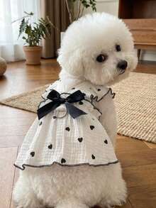 PETSIN Pet Dresses And Supplies For Spring And Summer, Suitable For Dogs And Cats Like Teddy, Bichon Frise, And Pomeranian. Features Include Cute Love-Themed Dog Outfits. - Black - View 1