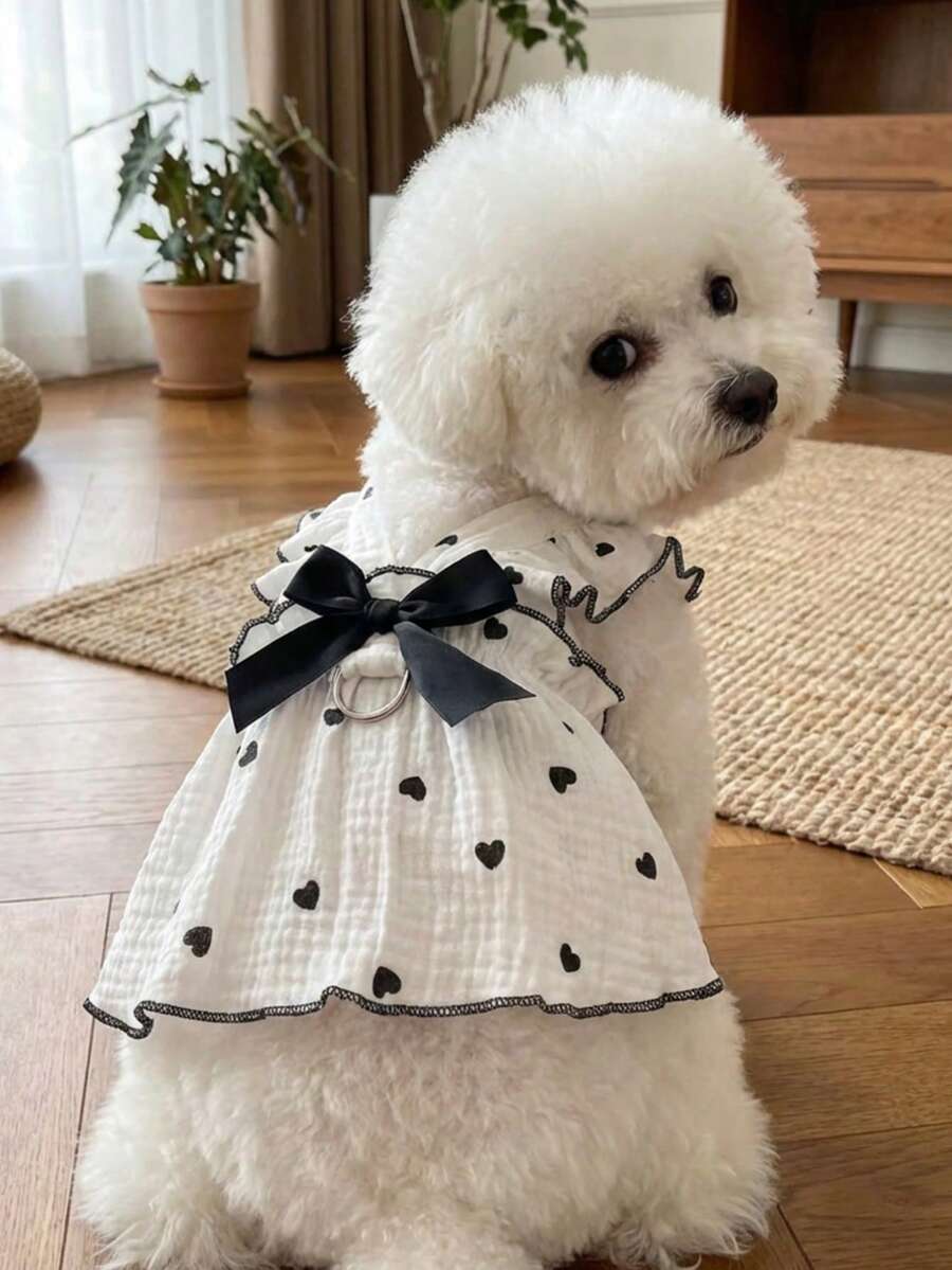 PETSIN Pet Dresses And Supplies For Spring And Summer, Suitable For Dogs And Cats Like Teddy, Bichon Frise, And Pomeranian. Features Include Cute Love-Themed Dog Outfits. - Black - View 1