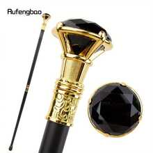 Local Delivery -Elegant Vintage Cosplay Walking Cane Black Diamond Design Golden Walking Stick 36.61 Inch Party Costume Prop For Gentlemen - màu đen - Xem 2