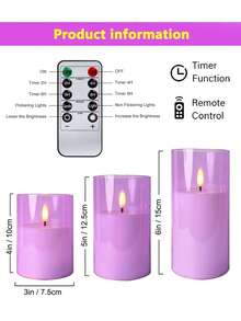 3件組無焰蠟燭燈套組,附定時遙控器,電池供電紫色杯狀蠟燭,適用於聖誕節、萬聖節、情人節、母親節、禮物、生日、求婚、婚禮、派對 - 紫色-暖光 - 查看 11