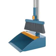 ZBEZBE Broom And Dustpan Set, Blue, 2-Piece, 180 Degree Rotatable, Extendable Handle Up To 53 Inches, 4-Layer Thick Brush, Comb Teeth, Folding Storage - Standard Set: Blue Two-piece Broom and Dustpan - View 8