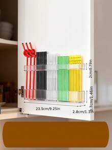 Caja de almacenamiento y soporte de pared para pajitas de acrílico transparente blanco de dos colores, adecuado para gabinetes, estante para pajitas que ahorra espacio, sin necesidad de montaje, aplicable para cocinas, organización, sin partes metálicas, estantería práctica - View 2