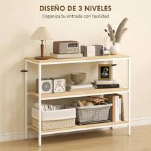 HOMCOM Mesa de banco - Madera Natural - Ver 2