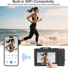 5K Digital Camera, Vlogging Photography Video Camera, 72MP Auto Focus Digital Camera, 3" 180° Flip Screen, 18X Zoom Compact Retro Camera, APP Connect Smartphone WIFI, With 32G Memory Card, Ideal For Bloggers, Creators, Travel And Social Media, Suitable For Students, Teenagers, Easter, Birthday, Christmas Gifts - View 3