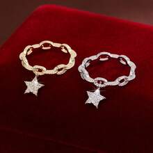 1 chiếc nhẫn nữ thiết kế hình ngôi sao treo thanh lịch, đính đá Cubic Zirconia, thích hợp đeo hàng ngày. - Nhiều màu - Xem 7