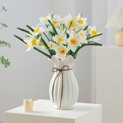 JHSHUDSE 6pcs - Gorgeous Artificial Daffodil Flowers, Elegant And Lifelike Floral Bouquet. Suitable For Indoor/Outdoor Use, Engagement, Wedding, Office, Living Room, Dining Table As Spring Flowers. Also Great For Valentine's Day, Mother's Day, Get Well Gifts