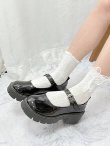 1/2/3/6 双装甜美百搭蕾丝边、编织、蝴蝶结洛丽塔中筒袜 - 彩色 - 查看 5