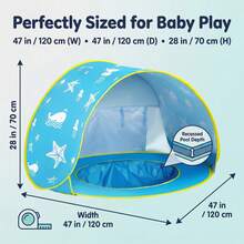 Pop-Up Baby Beach Tent | Portable Sun Shade With Beach Sand Toys And UPF 50+ Protection For Baby, Indoor & Outdoor Use With Easy Set Up Canopy - Mint Blue - View 4