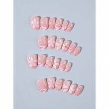 24pcs Short Oval 3D Gel Nail Stickers, Create Faux Pearl Flower Nail Art, French Acrylic Press-On Nails, Short Size Perfectly Fit False Nails Set, Includes: 1pc Jelly Gel And 1pc Nail File, Easy To Wear, French Nail Stickers Suitable For Women And Girls For Daily, Party And Other Occasions Nail Supplies - Nhiều màu - 12 - Xem 3