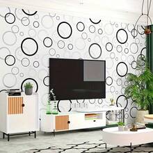 Black White Circular Pattern Removable Vinyl Contact Paper - Waterproof Oil-Proof Peel And Stick Film For Walls & Furniture - Black and White - View 5