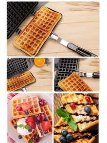 1个不粘华夫饼机，烘焙华夫饼铁板蛋糕煎饼模具炉灶三明治烤盘 - 易于清洁，铝合金便携式炉灶锅，打造完美自制早餐，在家快速制作新鲜华夫饼，迷你华夫饼机 - 查看 8
