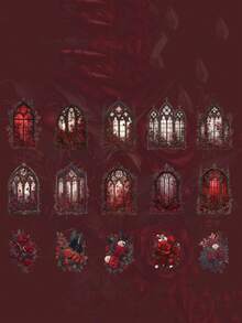 15pcs/Pack Rose Window Theme Stickers For Scrapbooking, Creative Aesthetic Sticker Decals, DIY Decorative Craft Materials, Holiday Gift, Personalized Scrapbook School Supplies - 2. Window Lattice In the Dark - View 10