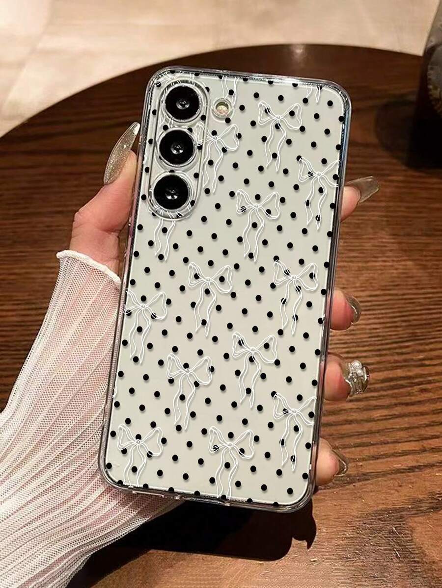 1个透明波点蝴蝶结彩绘加厚防震保护手机壳，兼容 17 Pro/17 Air/17/17 Pro Max/16/11/16 Pro/16 Plus/16 Pro Max/16 e/15 Pro Max/13/14/12/XS/XR/7G/8P，兼容三星Galaxy 11/12 Pro/12/12 X/13 Pro/14 Pro/15 Pro，兼容红米10/9/Note9/12c/Note11 Pro/Note8 Pro - 彩色 - 查看 1