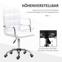 Sorruder Bürostuhl im Retrodesign, höhenverstellbar, 5 Rollen, 52,5 cm x 54 cm x 99 cm, Weiß - Verschiedenfarbig - Übersicht 4