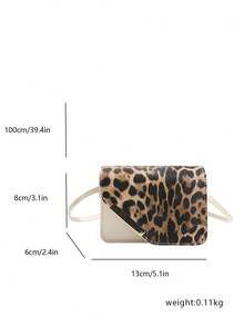 Bolso de hombro con cadena de estampado de leopardo, nueva bolsa cuadrada mini versátil y elegante para mujeres - Multicolor - Ver 3