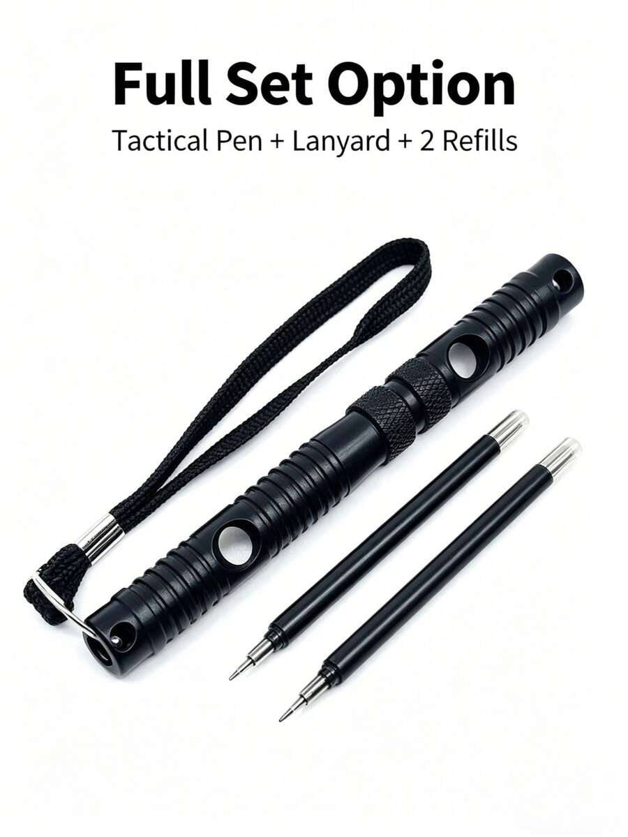 Tactical Pen With Window Breaker, Tungsten Steel Tactical Pen For Emergency, Non-Slip Grip Self-Defense Tactical Pen, Outdoor Camping Survival Tactical Pen, Daily Carry Personal Protection Tactical Pen, Multifunctional Tactical Pen For Outdoor Adventure - Black - View 1