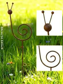 Rusty Metal Snail Plant Support Stake/Minimalist Garden Decor - Suitable For Countryside Style Yard, Lawn And Garden Decoration, Snail Sculpture Gift For Friends And Colleagues - Snail Decorative Pile - View 3