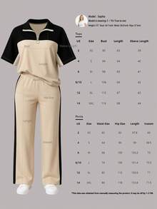 2 件套女士休闲套装，轻盈修身时尚运动套装，配阔腿裤，春夏 - 膚色 - 查看 8