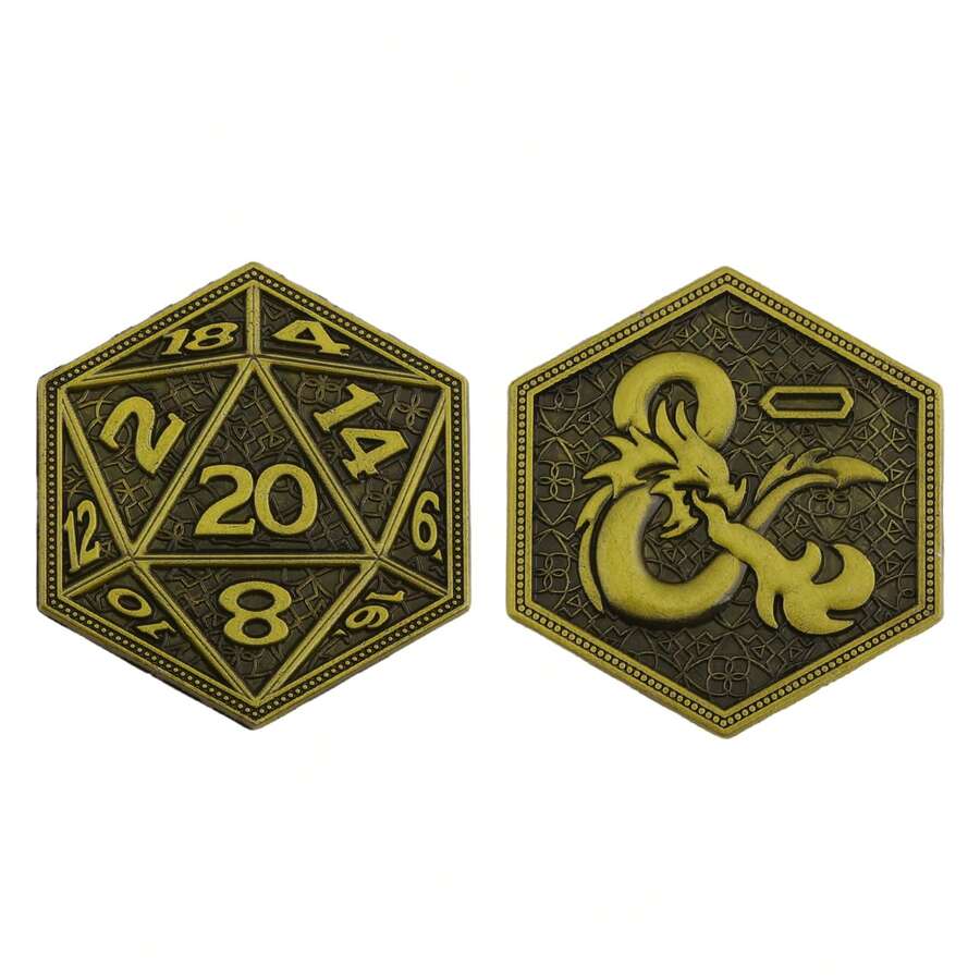 1 chiếc xúc xắc D20 hình rồng trong game nhập vai RPG, hình đồng xu tráng men dễ thương phong cách anime, dùng để cài áo, balo hoặc làm quà tặng trang sức thời trang.