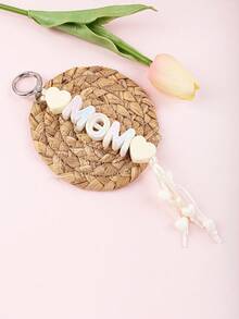 1pc Macaron Color MOM Letter Keychain, Cute Heart Tassel Pendant, Bag Charm, Car Key Chain, Mother's Day Gift, Sweet Keyring Gifts For Mother, Father, Graduation, And Teacher - Multicolor - View 9