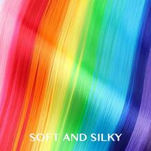 WIGGAGA Rainbow Hair Extensions Ss Style Inspo Woman Vacation Outfits Valentine's Day Summer Outfits Summer 5pcs Synthetic Long Straight Hair Extensions With Clips Heat Resistant Straight Hair Extensions Y2K Highlight Hanging Ear Dye Wig Pieces - Violet Purple - View 3