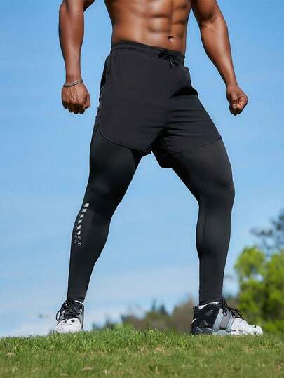 1pc Men's Letter Graphic Sports Pants, Suitable For Gym, Running, Workout