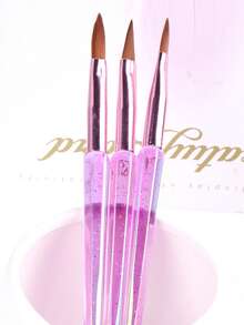 3 Buah/Set Pena Kristal Aurora untuk Seni Kuku, Cocok untuk Kuku Akrilik DIY, Set Kuas Kristal, Alat Kuku - Purple - View 4