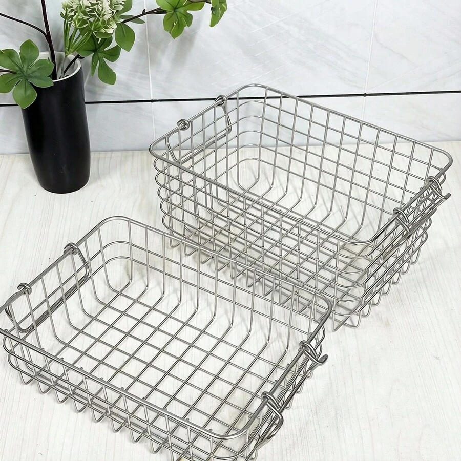 Stainless Steel Coffee Storage Basket, Multifunctional Handheld Metal Storage Basket For Coffee, Office Desk, Kitchen, Bar, Bathroom Organization, Home Decor, Can Hold Cosmetics, Perfume, Face Masks, No Assembly Required - Silver - View 1