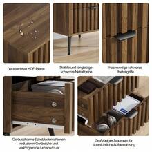 Modern Bedside Table/Side Table Made Of Solid Wood, With Recessed Design And Two Drawers, Suitable For Bedrooms, Hallways, Living Rooms And Children's Rooms, Walnut, 45 X 40 X 53 Cm, 1 Piece - 核桃 - 查看 6