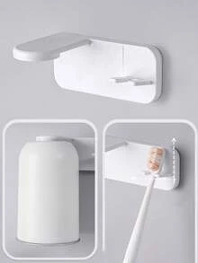 2pcs Transparent Minimalist Magnetic Toothbrush Holder, Wall-Mounted Toothbrush Cup Storage Rack With Quick Magnetic Hook Design, Waterproof Bathroom Storage, Modern Home Decor, Vanity Essential, Space-Saving Solution, Travel Bathroom Accessory - Multicolor - View 4