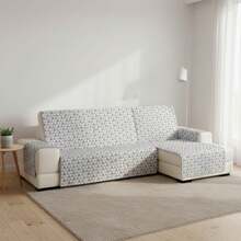 Kiva Reversible Right-Handed Standard Chaise Lounge Sofa Cover With Elastic Straps, Various Colors Available - Universal Chaise Lounge Sofa Protector - Gris Nordic - View 2