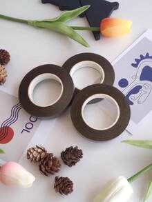1/3 Roll Brown Floral Tape, Suitable For Bouquet Packaging, Green Paper Tape, Suitable For Artificial Flowers And Plant Stems, DIY Crafts And Decoration, Colored Floral Stem Tape, Adhesive Tape, Non-Magnetic - Brown - View 7