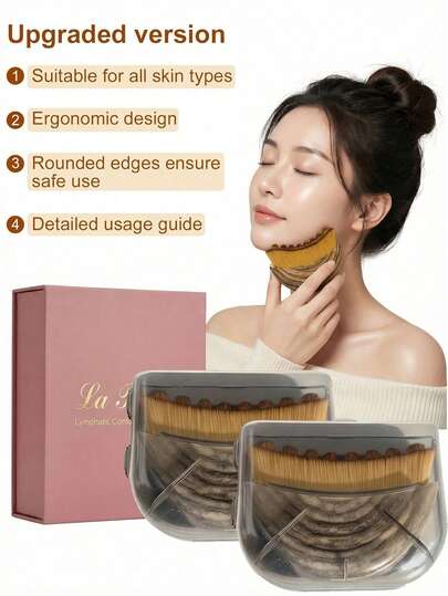 1 pieza Cepillo facial para drenaje linfático - Masajeador de cepillado en seco, para contorno facial y perfilado de la línea de la mandíbula - Diseño ergonómico que se ajusta precisamente a la piel y alivia la fatiga.