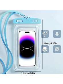 1 túi đựng điện thoại chống nước IPX8, chất liệu PVC dày, trong suốt, khóa 4 lớp, chống trầy xước, vỏ điện thoại trong suốt cảm ứng, thích hợp cho bơi lội, bãi biển, đi biển, vật dụng cần thiết cho du lịch mùa hè 2026, quà tặng sinh nhật/ngày lễ tuyệt vời. - Nhiều màu - Xem 2