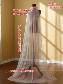 1pc Faux Pearl Beaded Bridal Cape, White Sheer Shoulder Wrap Floor Length, Suitable For Wedding, Engagement Ceremony, Wedding Photography, Party Dress Accessory - Multicolor - View 8